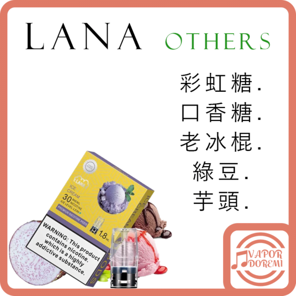 LANA 冰涼甜品系列煙彈 一盒三入 (悅克一代\SP2\RELX通用煙彈) 3%
