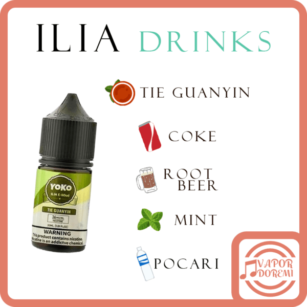 [2-3分涼]ILIA\YOKO 飲品系列 可樂(汽水)|沙士(汽水)|薄荷|寶礦力|鐵觀音 小煙油30ML 35MG