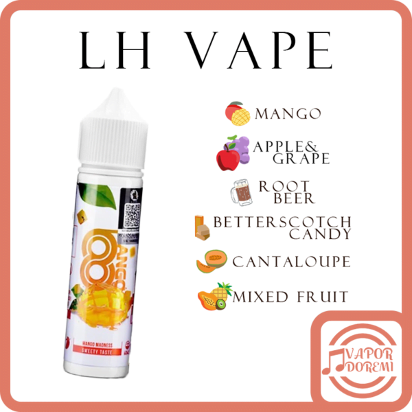 [馬來西亞老品牌] LH Vape 芒果|蘋果葡萄|麥根沙士(汽水)|奶油糖|哈密瓜|荔枝釋迦綜合水果 大煙油60ML 6MG