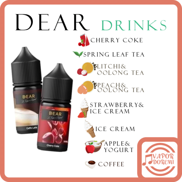 [3分涼]DEAR 飲品系列 咖啡|櫻桃可樂(汽水)|春泉茶|荔枝烏龍|蜜桃烏龍|草莓冰淇淋|原味冰淇淋|蘋果優格 小煙油30ML 30MG 香 純 濃 唯一指定